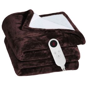 1Pc Electric Heated Flannel Throw Heated Blanket With 6 Heat Settings 1-8 Hours Auto Off Washable For Home Office Usage 59x50in