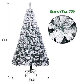 Green Flocking 6ft, 750 Branches, Automatic Tree Structure, PVC Material Christmas Tree