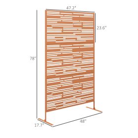 78 H X 48 W Metal Outdoor Privacy Screen, Freestanding Decorative Privacy Fence Screen For Balcony, Brown