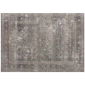 Machine Washable Area Rug 8x10, Non-Slip Traditional Floor Cover Foldable Carpet For Living Room, Dark Mixed-Brown