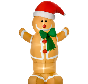 6ft Christmas Inflatable Gingerbread Man, Outdoor Blow-Up Yard Decoration With LED Lights Display