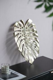 24.8x17.3x2" Gold Monstera Leaf Wall D��cor