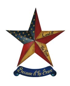 24 inch Americana Star Wooden Banner Wall D��cor