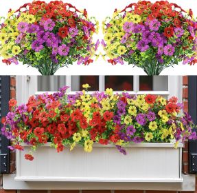 Nepfaivy Artificial Outdoor Flowers UV-Resistant - Realistic Artificial Flowers For Outdoors, Fade Resistant Fake Flowers For Outside, Plastic Fa (Option: W13696013)