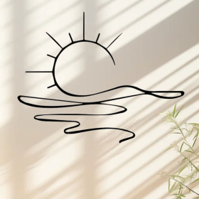 Minimalist Sunrise Wall Art - Modern Metal Iron Wall Decor, Abstract Sun Line Design For Home , Elegant Housewarming & Wedding Gift, Versatile Fo (Color: Black)
