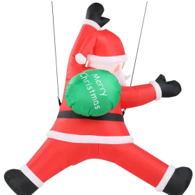 4.9 FT Lighted Christmas Inflatable Decoration, Inflatable Hanging Santa Claus With Gift Bag, Funny Blow Up Yard Decorations With Built-in LED Li (Option: As picture)