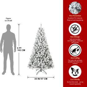 Unlit Artificial Christmas Tree Snow Flocked Fake Christmas Tree With Foldable Base (Option: 6Ft)